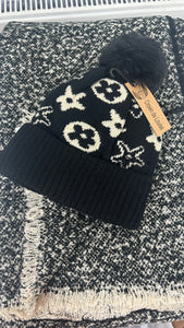 Hat and scarf set black